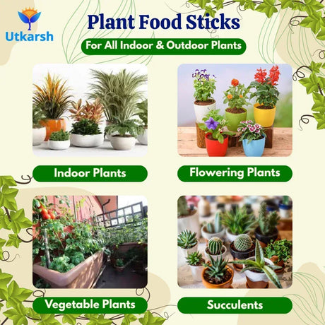 Plant Food Sticks Combo - Root, Foliage & Bloom- Pack of 15 Sticks (5 each) | Natural & Organic Nutrition for All Indoor & Outdoor Home Garden Plants | Multi-Purpose Plant Growth Booster - Utkarsh Agrochem Pvt ltd. 