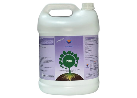 Potassium Solubilizing Bacteria - KSB, Liquid Bio Fertilizer for Plants Growth, Enhances Water Retention and Size, Colour, Quality & Yield of Fruits, Crops | Potaz - Utkarsh Agrochem Pvt ltd. 