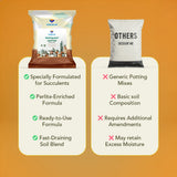Organic Succulent & Cactus Potting Mix | 100% Natural Soil Blend with Trichoderma, Perlite & Neem Cake | Promotes Strong Roots & Excellent Drainage for Succulents, Cacti & Indoor Plants