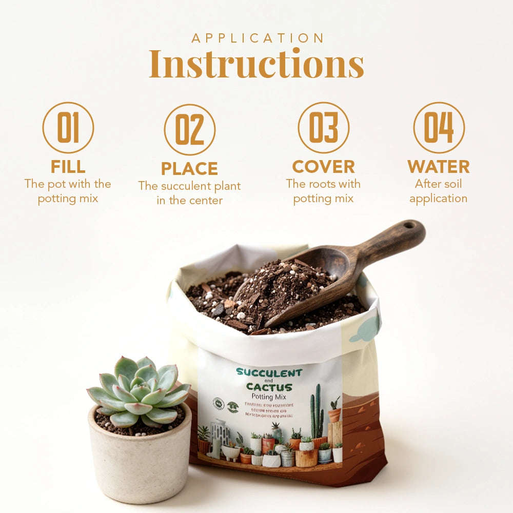 Organic Succulent & Cactus Potting Mix | 100% Natural Soil Blend with Trichoderma, Perlite & Neem Cake | Promotes Strong Roots & Excellent Drainage for Succulents, Cacti & Indoor Plants