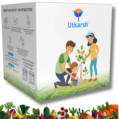 Seed Starter DIY Grow Kit for Gifting | Best Eco-Friendly Return Gift Ideas for Kids & Beginners | Easy to Grow it Yourself Gardening Set for Home & Kitchen Garden | Pack of 1 - Utkarsh Agrochem Pvt ltd. 