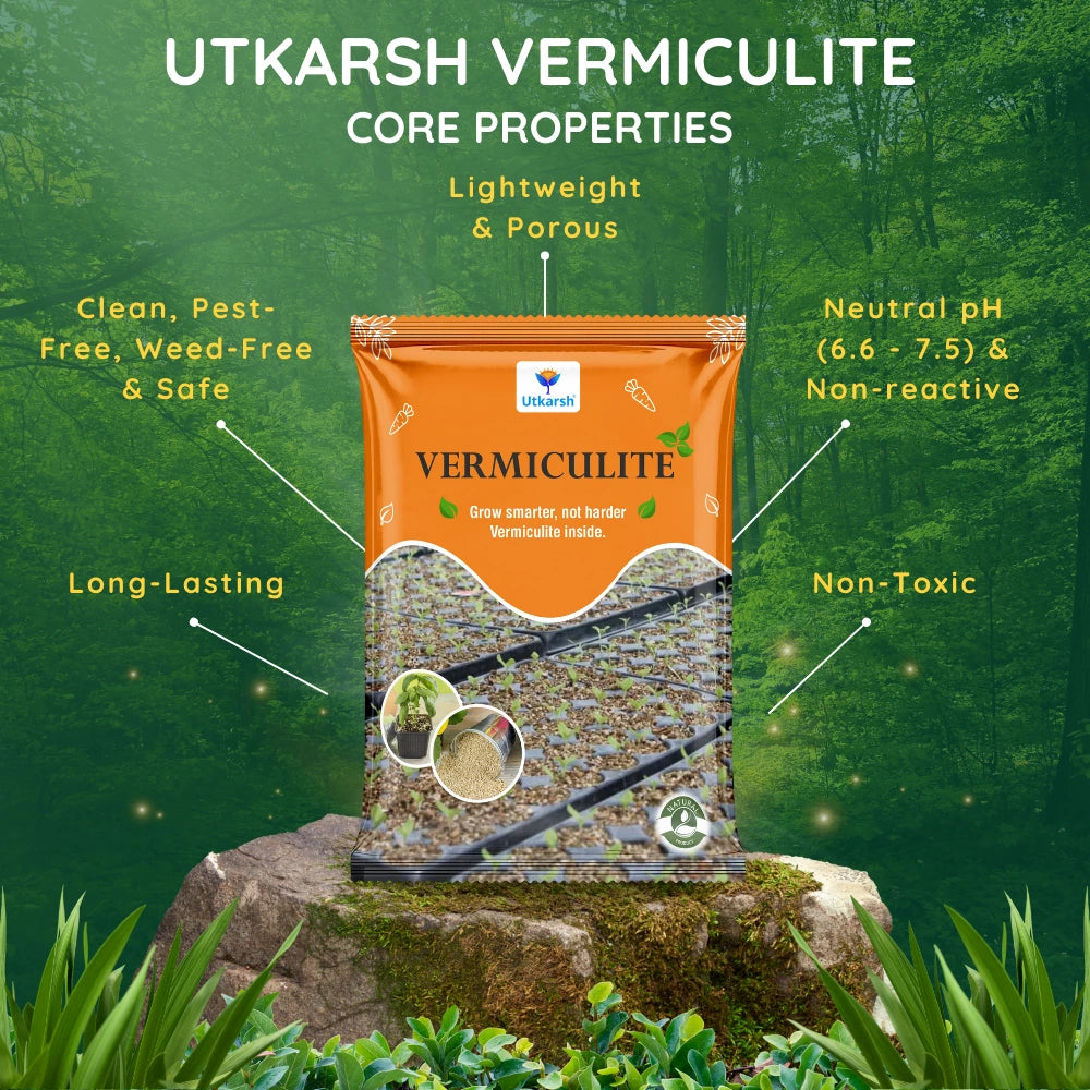 Vermiculite for Home Terrace Garden, Horticulture & Hydroponics 100% Natural, Organic Potting Soil Mix Additive & Nutrient Absorption | Size: 1 - 6 mm