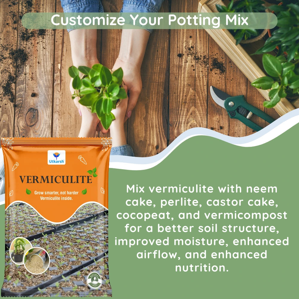 Vermiculite for Home Terrace Garden, Horticulture & Hydroponics 100% Natural, Organic Potting Soil Mix Additive & Nutrient Absorption | Size: 1 - 6 mm